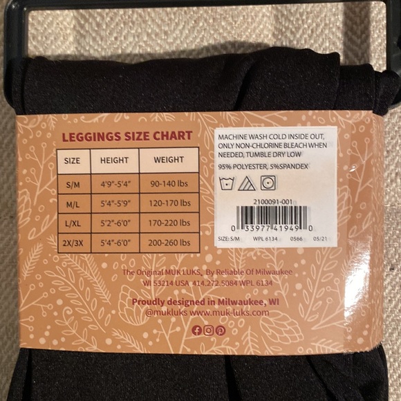Muk Luks unlined Black Leggings. Ladies Size Small. - Picture 2 of 3